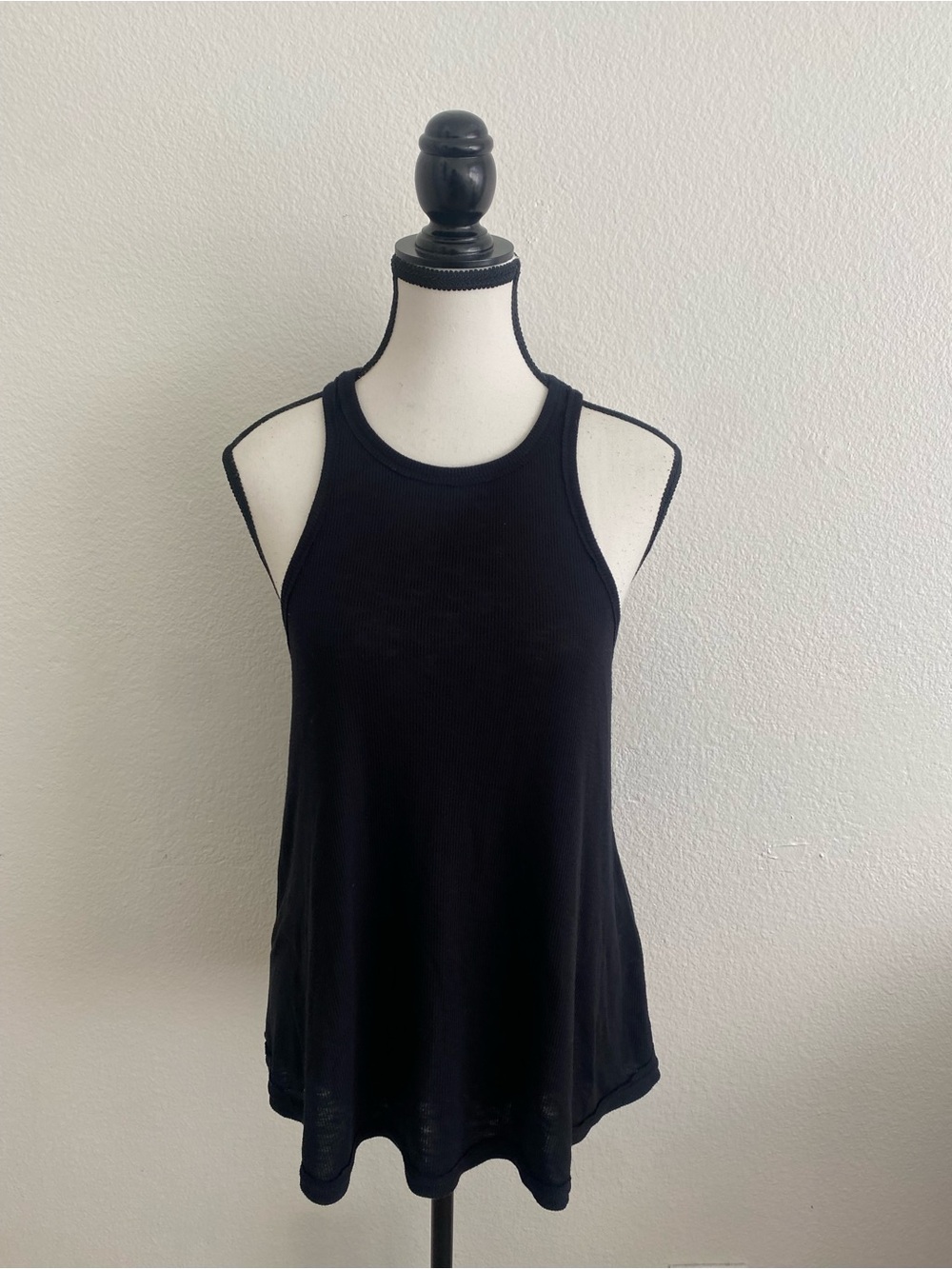 Free People Black Ribbed Racerback Tank Top - Women's Casual Summer Top